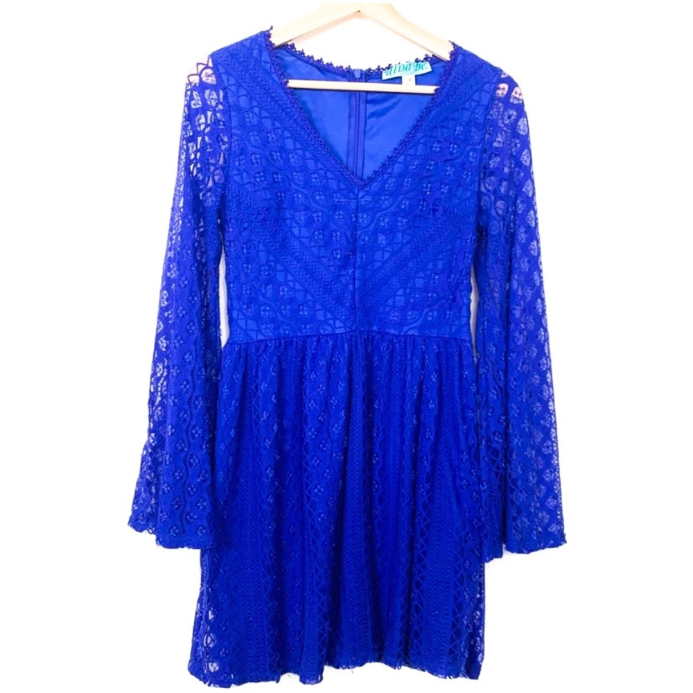 Dina be | Royal blue long sleeve lace dress medium